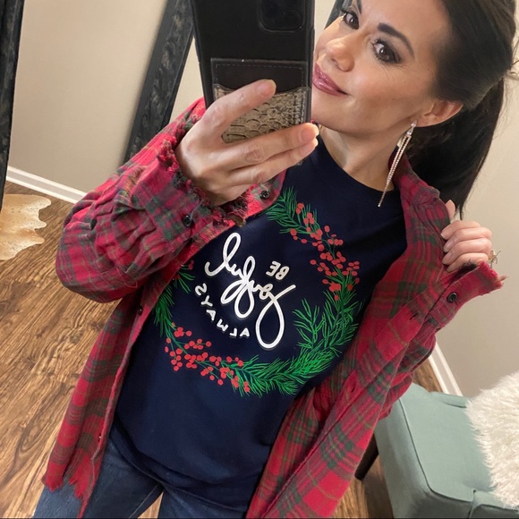 2X & 3X Red & Green Christmas Plaid Flannel / Shacket - Picture 2 of 10